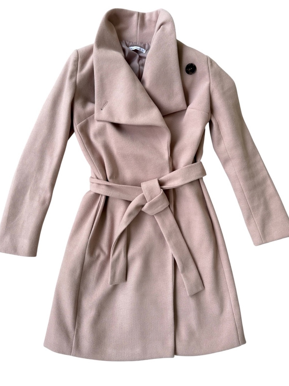 Staccato Midi Rose Blush Long Wrap Tie Belted Coat S